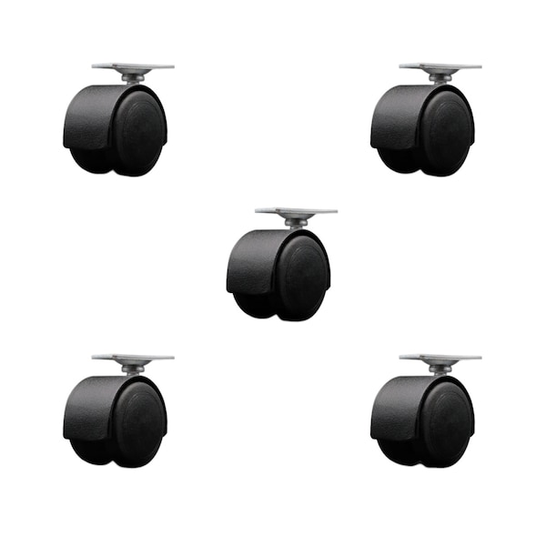 Service Caster 2'' Floor Safe Black Hooded Twin Wheel Caster Top Plate, 5PK SCC-TP02S50D-NYU-FB-TP2-5 - main